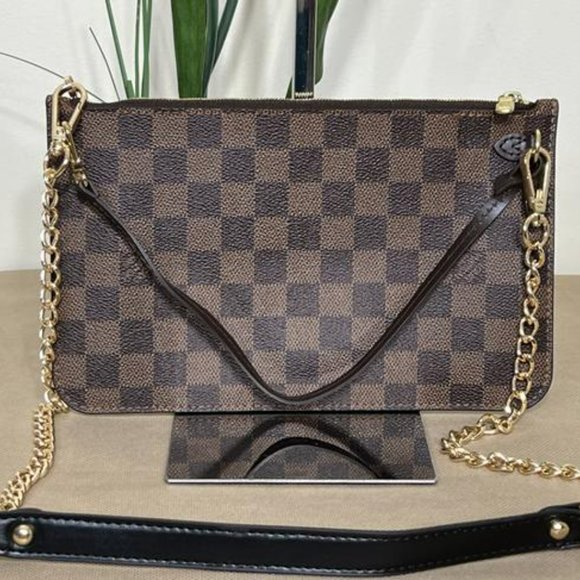 Louis Vuitton Neverfull Gm Pouch Brown Coated Canvas Wristlet - Picture 2 of 10